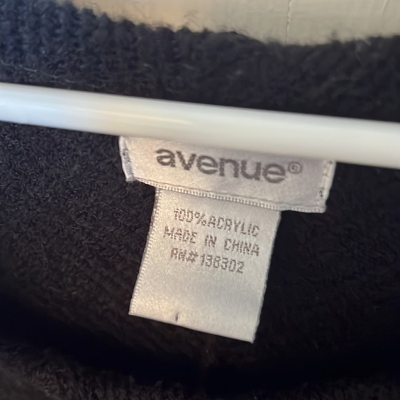 Avenue Black Sweater/Poncho with Tassels - Picture 4 of 4